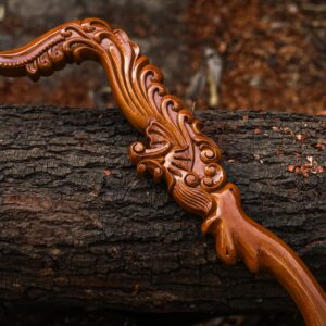 Royal Curved Wooden Walking Stick – Hand Carved Antique Style Cane for Collectors & Display
