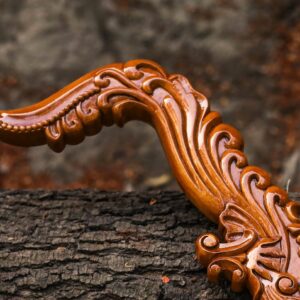 Royal Curved Wooden Walking Stick – Hand Carved Antique Style Cane for Collectors & Display