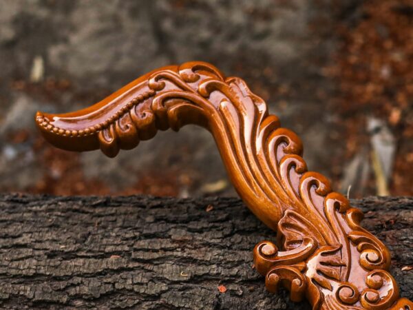 Royal Curved Wooden Walking Stick – Hand Carved Antique Style Cane for Collectors & Display