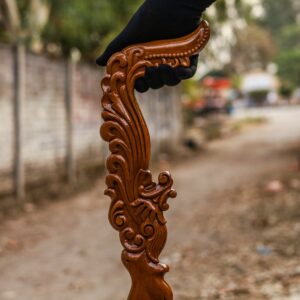 Royal Curved Wooden Walking Stick – Hand Carved Antique Style Cane for Collectors & Display