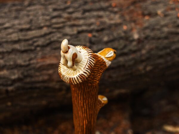 Handcrafted Wooden Walking Stick with Deer Antler Handle | Artisan Antler Grip Cane
