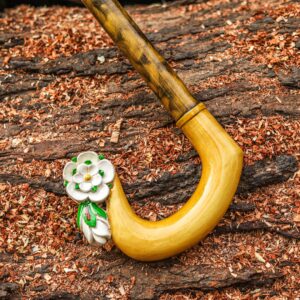 Ornate Blossom Wooden Walking Stick