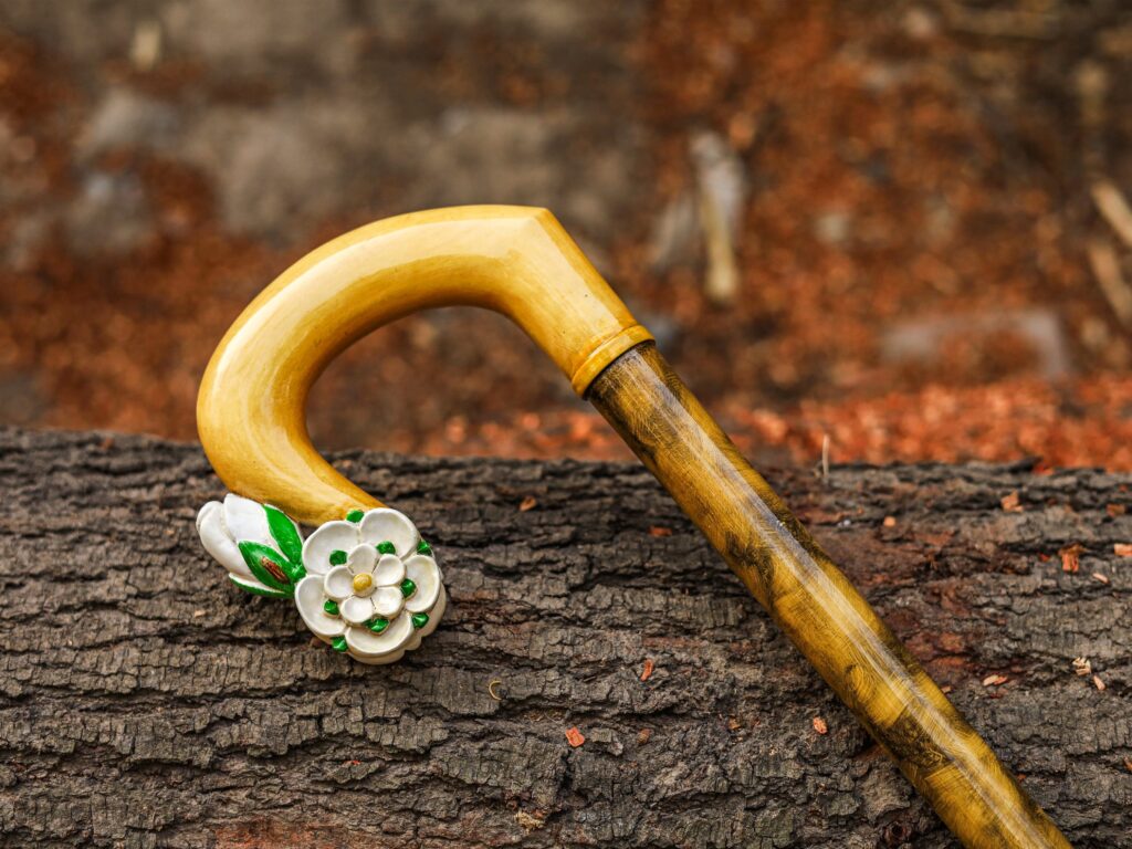 Ornate Blossom Wooden Walking Stick