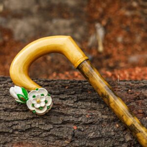 Ornate Blossom Wooden Walking Stick