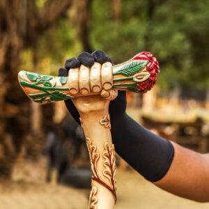 Hand Carved Wooden Walking Stick – Rose Handle Grip Cane