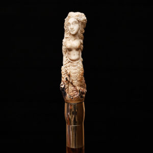 Handcrafted Mermaid Carved Wooden Walking Stick – Mythical Ocean-Inspired Cane for Collectors & Fantasy Lovers