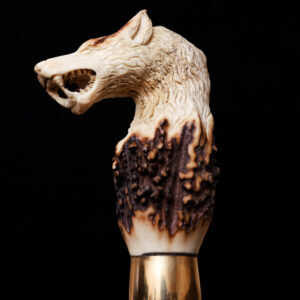 Dog Hunting Rabbit Walking Stick – Hand-Carved Wooden Cane for Hunters, Collectors & Wildlife Enthusiasts