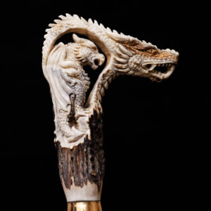 Hand-Carved Fantasy Walking Stick – Wooden Wizard Staff Cane for Cosplay, Hiking & Collectors