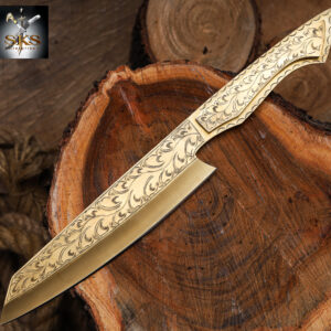 Custom Engraved Fixed Blade Knife – Handmade Damascus Steel Outdoor Knife with Personalized Blade