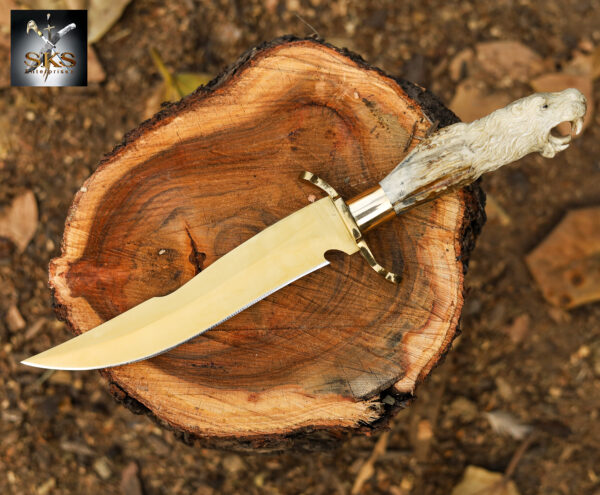Golden Lion Antler Bowie Knife – Handcrafted Collector’s Edition by SKS Enterprises