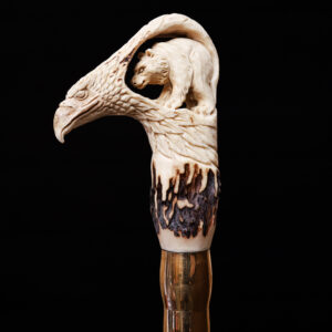 Handcrafted Eagle & Bear Antler Walking Stick – Nature-Inspired Wooden Cane for Hikers, Collectors & Tribal Gifting