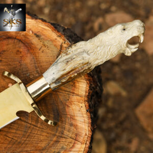 Golden Lion Antler Bowie Knife – Handcrafted Collector’s Edition by SKS Enterprises