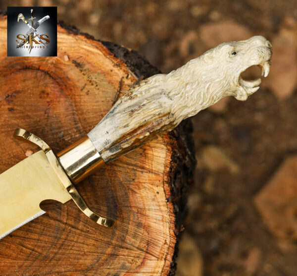 Golden Lion Antler Bowie Knife – Handcrafted Collector’s Edition by SKS Enterprises