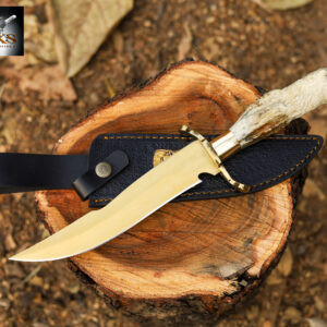 Golden Lion Antler Bowie Knife – Handcrafted Collector’s Edition by SKS Enterprises
