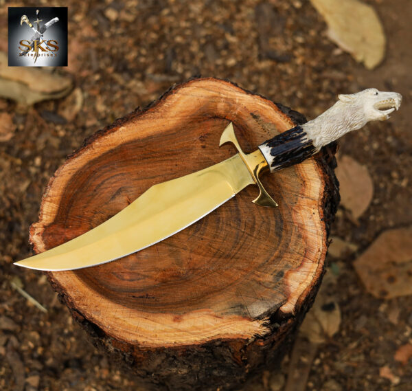 SKS Enterprises Hand-Forged Eagle Head Handle Bowie Knife | Full Tang D2 Steel Blade | Custom Leather Sheath | Hunting & Collection
