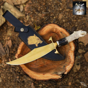 SKS Enterprises Hand-Forged Eagle Head Handle Bowie Knife | Full Tang D2 Steel Blade | Custom Leather Sheath | Hunting & Collection
